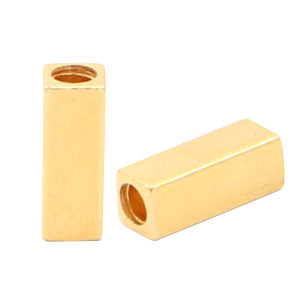 Abalorios met&aacute;licos DQ Tubo rectangular Dorado (sin n&iacute;quel)