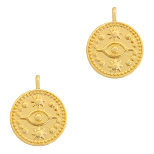 Colgantes met&aacute;licos DQ ojo 15mm Oro (sin n&iacute;quel)