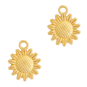 Colgantes met&aacute;licos DQ girasol 15mm Dorado (sin n&iacute;quel)