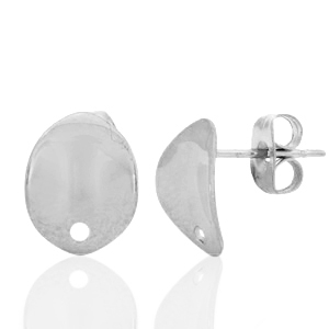 Pendientes Acero Inox ovalado con anilla Plateado