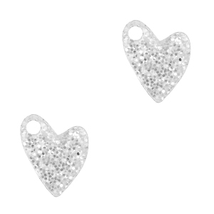 Colgantes Plexx coraz&oacute;n glitter Plateado