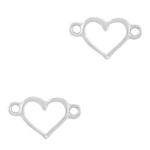 Colgantes met&aacute;licos DQ entrepieza coraz&oacute;n Plata vieja (sin n&iacute;quel)