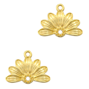 Colgantes met&aacute;licos DQ media flor Dorado (sin n&iacute;quel)