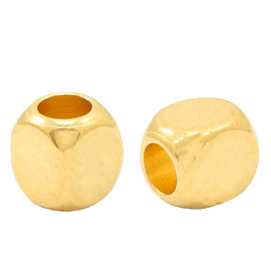 Abalorios met&aacute;licos DQ cubo 2.5mm Dorado (sin n&iacute;quel)