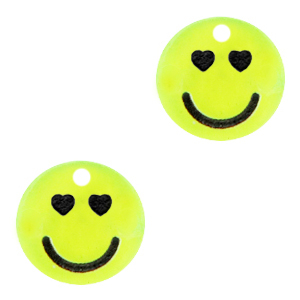 Colgantes Plexx smiley corazones Amarillo ne&oacute;n