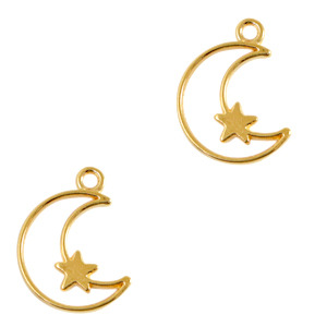 Colgantes met&aacute;licos DQ luna y estrella Dorado (sin n&iacute;quel)