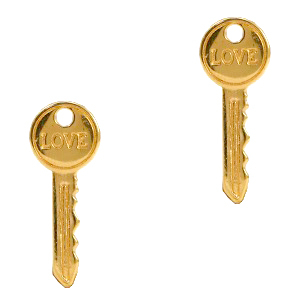 Colgantes met&aacute;licos DQ clave "Love" Dorado (sin n&iacute;quel)