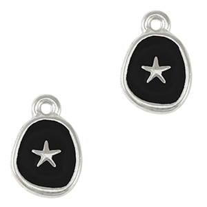 Colgantes met&aacute;licos DQ estrella de mar Plata vieja-negro (sin n&iacute;quel)