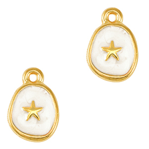 Colgantes met&aacute;licos DQ estrella de mar Dorado-blanco nacar (sin n&iacute;quel)