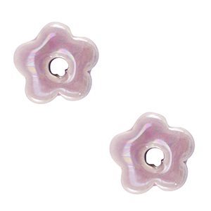Abalorios de cer&aacute;mica griega DQ flor P&uacute;rpura lavanda