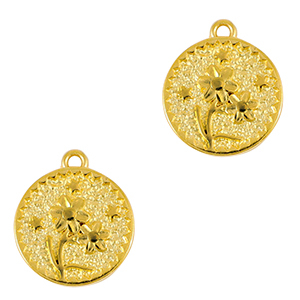 Colgantes met&aacute;licos DQ flor Dorado (sin n&iacute;quel)