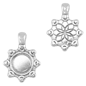 Colgantes met&aacute;licos DQ mandala Plata vieja (sin n&iacute;quel)