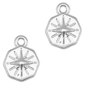 Colgantes met&aacute;licos DQ estrella redonda Plata vieja (sin n&iacute;quel)