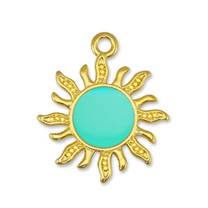 Colgantes met&aacute;licos DQ sol Veraman Azul-Dorado (sin n&iacute;quel)