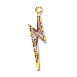 Colgantes met&aacute;licos DQ rel&aacute;mpago Glitter Lila-Dorado (sin n&iacute;quel)