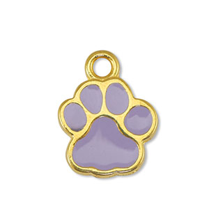 Colgantes met&aacute;licos DQ huella de perro Lila-Dorado (sin n&iacute;quel)
