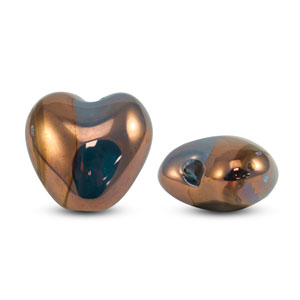 Abalorios de cer&aacute;mica griega DQ coraz&oacute;n Azul-bronce
