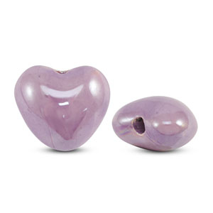 Abalorios de cer&aacute;mica griega DQ coraz&oacute;n Morado