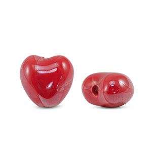 Abalorios de cer&aacute;mica griega DQ coraz&oacute;n Rojo