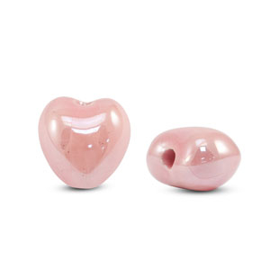 Abalorios de cer&aacute;mica griega DQ coraz&oacute;n Rosa