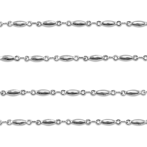 Fornituras Acero Inox cadena jasseron &oacute;valo Plateado