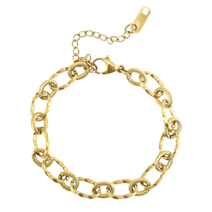 Pulseras Acero Inox con eslab&oacute;n retorcido Dorado