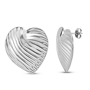 Pendientes Acero Inox coraz&oacute;n Plateado