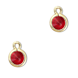 Colgantes de cristal redondos Rojo-dorado