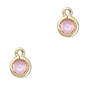 Colgantes de cristal redondos Rosa claro-dorado