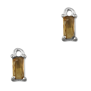 Colgantes de cristal rect&aacute;ngulo Naranja marr&oacute;n-plateado