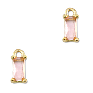 Colgantes de cristal rect&aacute;ngulo Melocot&oacute;n-dorado