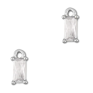 Colgantes de cristal rect&aacute;ngulo Transparente-plateado