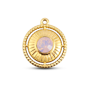 BY31&reg; Colgantes Acero Inox redondos con anillo Dorado-rosa &oacute;palo suave