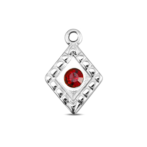 BY31&reg; Colgantes Acero Inox rombo Plateado-rojo ruby