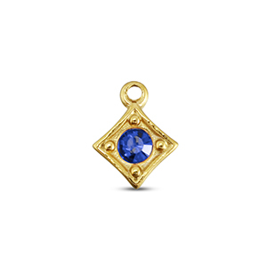 BY31&reg; Colgantes Acero Inox rombo Dorado-azul zafiro