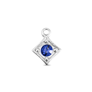 BY31&reg; Colgantes Acero Inox rombo Plateado-azul zafiro