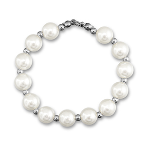 Colgantes llamativos collar de perlas Blanco-plateado