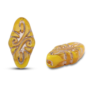 Abalorios Checos arabesque 19x9mm Transparente ocre-plata