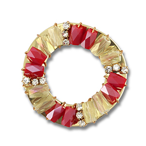Colgantes faceteados redondos Rojo-transparente AB-dorado