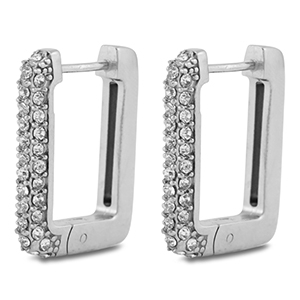 Pendientes Acero Inox criollas rect&aacute;ngulo Plateado
