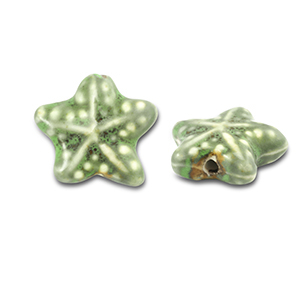 Abalorios de cer&aacute;mica estrella de mar Verde claro