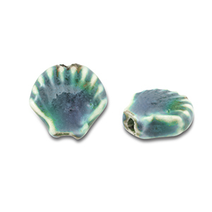 Abalorios de cer&aacute;mica concha Azul verdoso