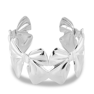 Pulseras Acero Inox bangle lazo Plateado