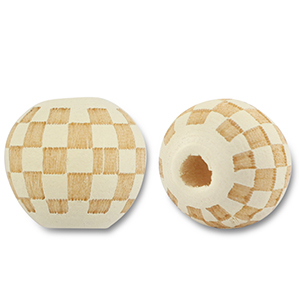 Abalorios de madera redondos 10mm con patr&oacute;n Blancuzco-natural