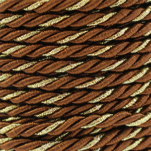 Cord&oacute;n trendy espiral 3mm Marr&oacute;n-dorado
