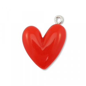 Colgantes de resina coraz&oacute;n Rojo