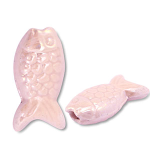Abalorios de cer&aacute;mica griega DQ pez Rosa claro