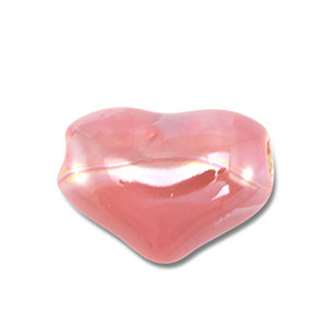 Abalorios de cer&aacute;mica griega DQ coraz&oacute;n Rosa malva