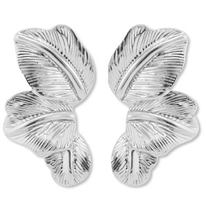 Pendientes trendy hoja Plateado