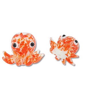 Abalorios de vidrio pintados a mano pulpo Naranja-blanco